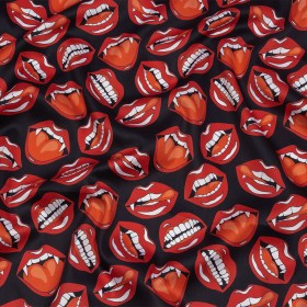 Mercerized Organic Egyptian Cotton Shirting – Red and Black Vampire Lips – Ravello Collection Mercerized Organic Egyptian Cotton Shirting – Red and Black Vampire Lips – Ravello Collection