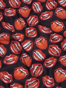 Mercerized Organic Egyptian Cotton Voile – Red and Black Vampire Lips – Toulouse Collection Mercerized Organic Egyptian Cotton Voile – Red and Black Vampire Lips – Toulouse Collection