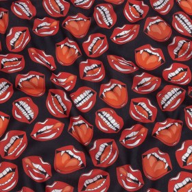 Mercerized Organic Egyptian Cotton Voile – Red and Black Vampire Lips – Toulouse Collection Mercerized Organic Egyptian Cotton Voile – Red and Black Vampire Lips – Toulouse Collection