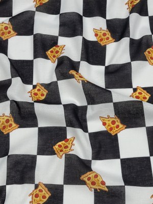 Mercerized Organic Egyptian Cotton Voile – Black, White and Yellow Pizza Check – Toulouse Collection Mercerized Organic Egyptian Cotton Voile – Black, White and Yellow Pizza Check – Toulouse Collection
