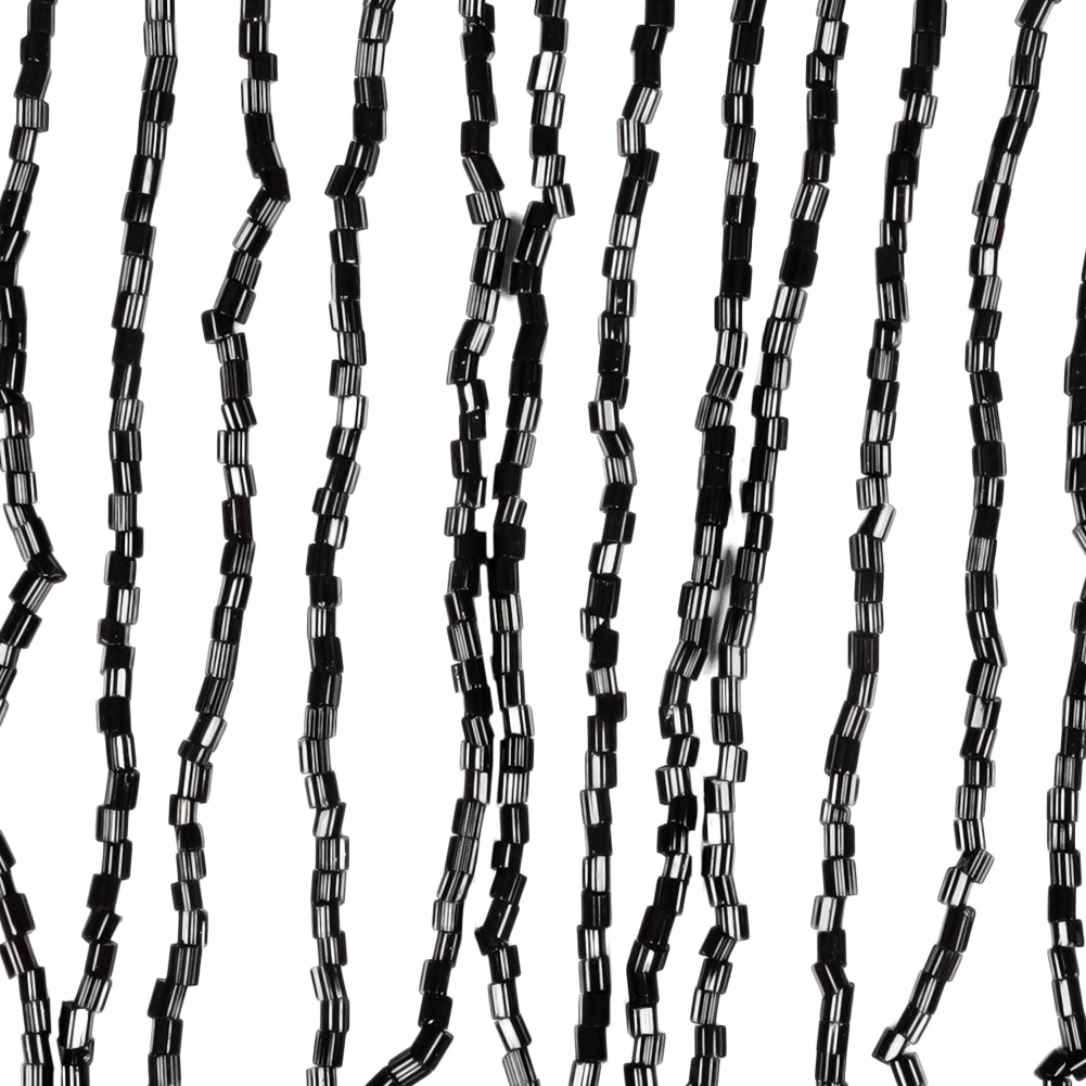 Charcoal Beaded Fringe on Braided Lip - 5"