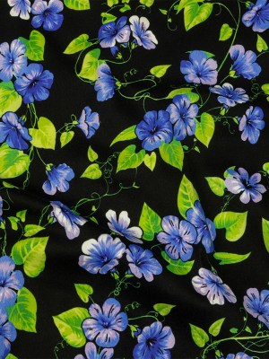 Balenciaga Italian Purple, Vibrant Green and Black Violets Stretch Cotton Twill Balenciaga Italian Purple, Vibrant Green and Black Violets Stretch Cotton Twill