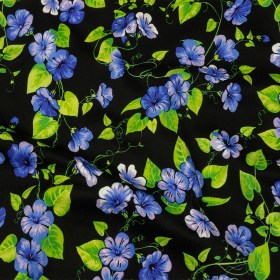 Balenciaga Italian Purple, Vibrant Green and Black Violets Stretch Cotton Twill Balenciaga Italian Purple, Vibrant Green and Black Violets Stretch Cotton Twill