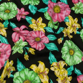 Balenciaga Italian Pink, Yellow and Lime Floral Stretch Cotton Twill Balenciaga Italian Pink, Yellow and Lime Floral Stretch Cotton Twill