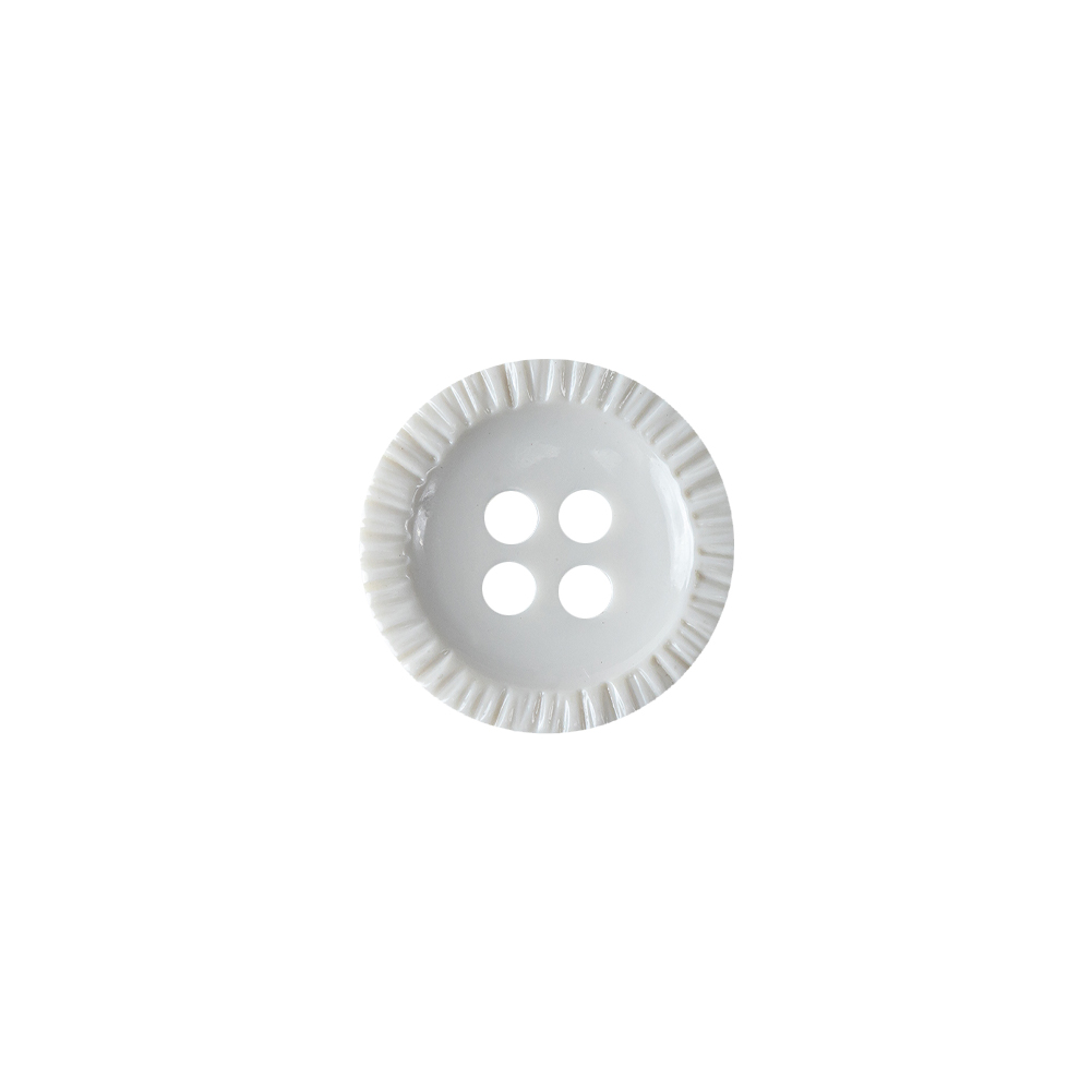 Opaque Lily White Pie-Crust Rim 4-Hole Plastic Shirt Button – 20L/12.5mm Opaque Lily White Pie-Crust Rim 4-Hole Plastic Shirt Button – 20L/12.5mm