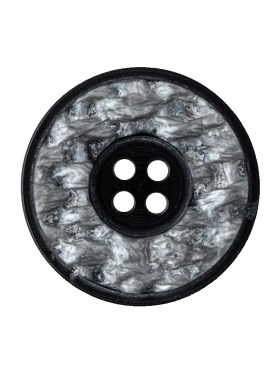 December Sky Silver and Jet Black 4-Hole Granite-Like Plastic Button – 40L/25.5mm December Sky Silver and Jet Black 4-Hole Granite-Like Plastic Button – 40L/25.5mm