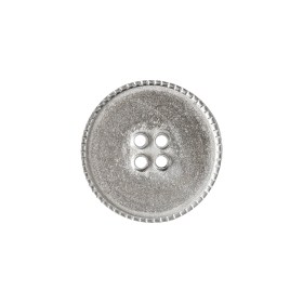 Italian Silver 4-Hole Metal Button with Slim Piecrust Rim – 32L/20mm Italian Silver 4-Hole Metal Button with Slim Piecrust Rim – 32L/20mm