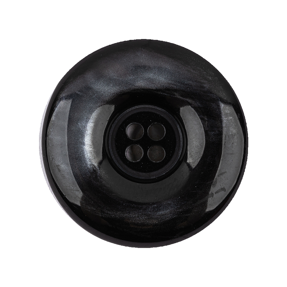 Italian Dark Gray Mist Iridescent Rolled Rim 4-Hole Plastic Button – 44L/28mm Italian Dark Gray Mist Iridescent Rolled Rim 4-Hole Plastic Button – 44L/28mm