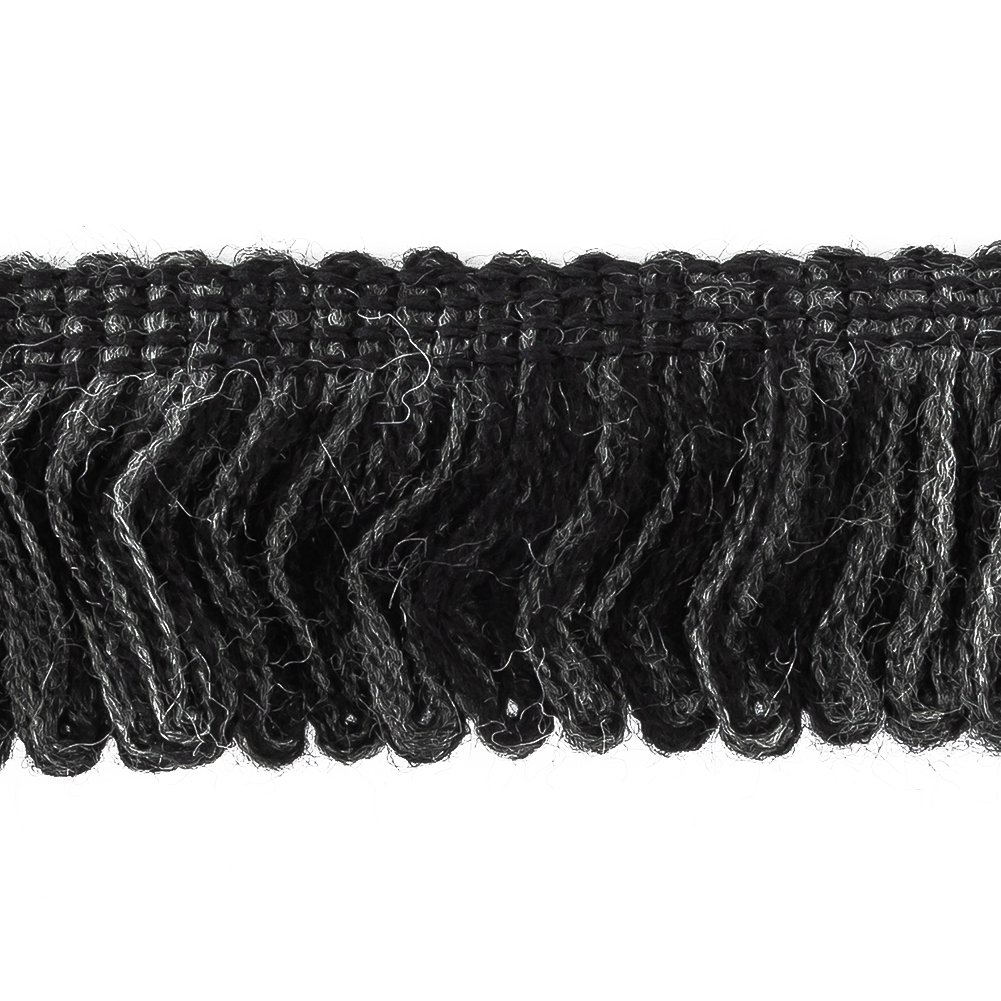 Black, Charcoal and Light Gray Fuzzy Acrylic Fringe Trimming - 1.5"