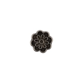 Italian Silver Oxidized Floral Shank Back Button – 18L/11.5mm Italian Silver Oxidized Floral Shank Back Button – 18L/11.5mm