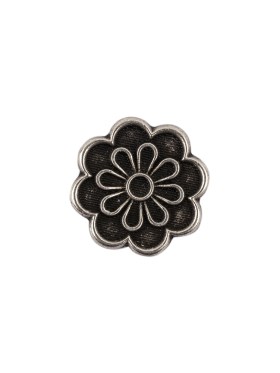 Italian Silver Oxidized Floral Shank Back Button – 24L/15mm Italian Silver Oxidized Floral Shank Back Button – 24L/15mm