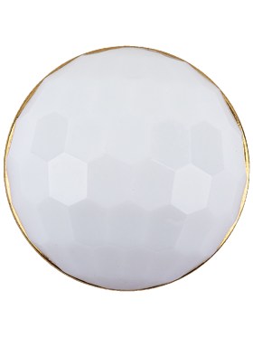 Italian White and Gold Geometric Faceted Dome Shaped Shank Back Button – 44L/28mm Italian White and Gold Geometric Faceted Dome Shaped Shank Back Button – 44L/28mm