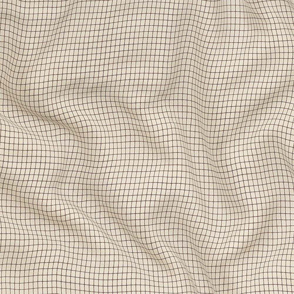 Buttercream, Yellow and Brown Tattersall Check Washed Viscose Twill Buttercream, Yellow and Brown Tattersall Check Washed Viscose Twill