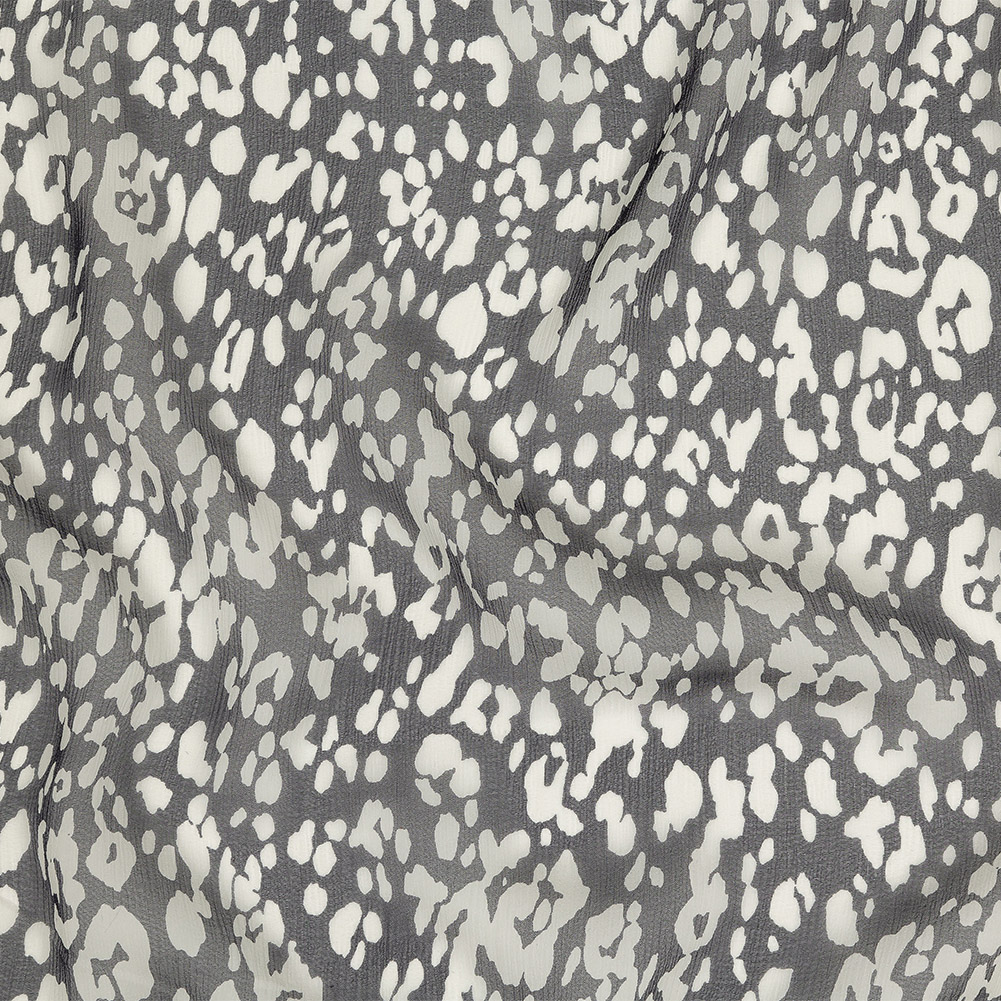 Black and Marshmallow Abstract Crinkled Silk Chiffon Black and Marshmallow Abstract Crinkled Silk Chiffon