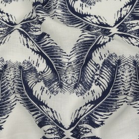 Indigo Feathers Printed Lightweight Linen Woven Indigo Feathers Printed Lightweight Linen Woven