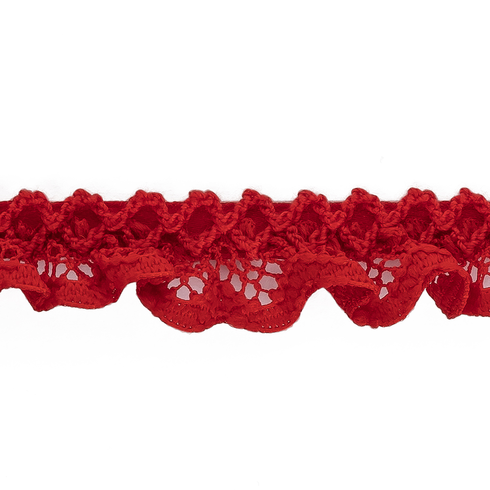 Fire Engine Red Criss Cross Crochet Trimming - 0.625"