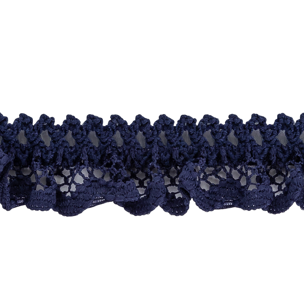 Black Iris Ruffled Stretch Lace Trimming - 0.625"