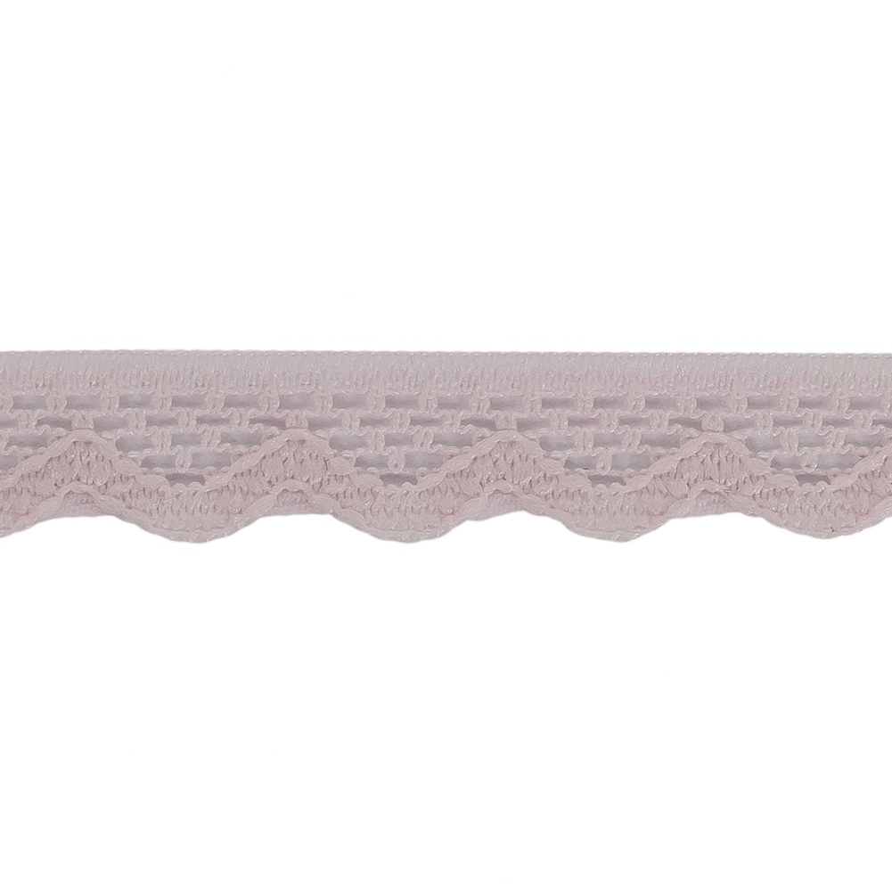 Primrose Pink Scalloped Edge Lace Geometric Trimming - 0.5"
