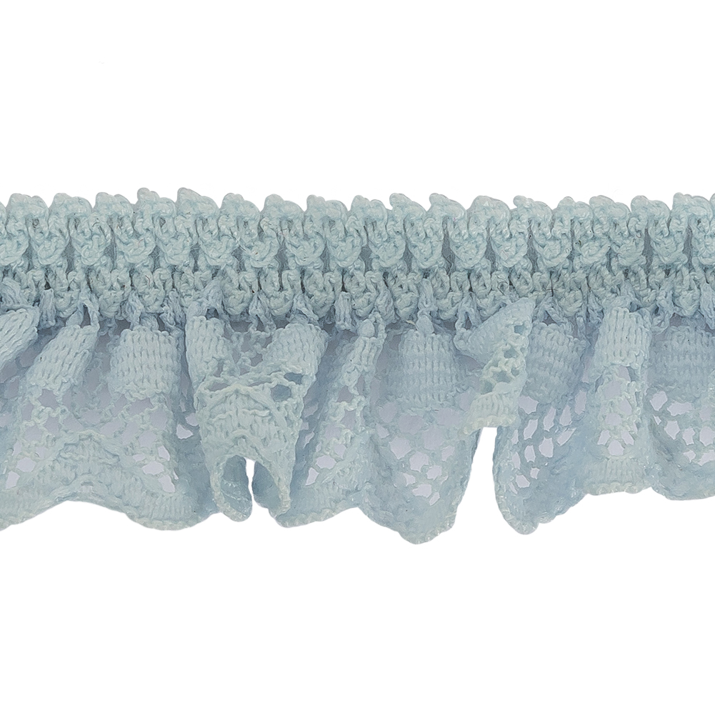 Baby Blue Ruffled Stretch Lace Trimming - 1"