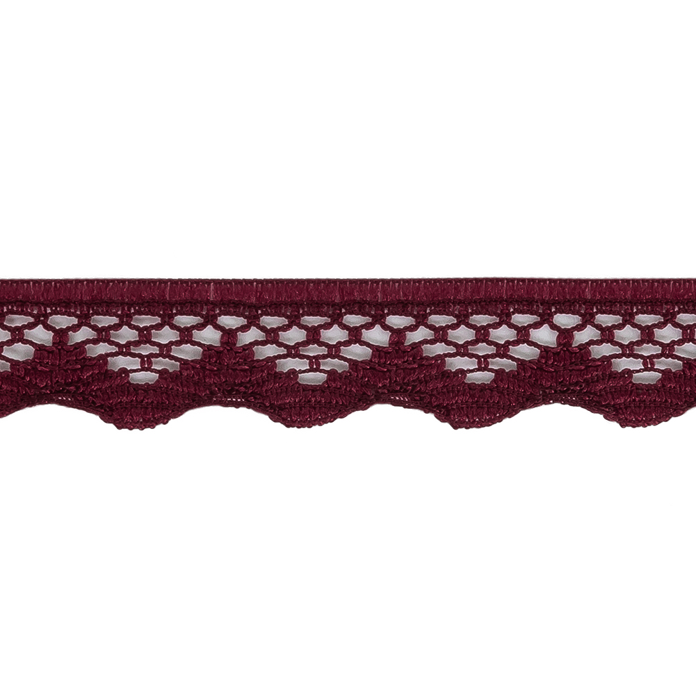 Wine Scalloped Edge Lace Geometric Trimming – 0.5″ Wine Scalloped Edge Lace Geometric Trimming – 0.5″