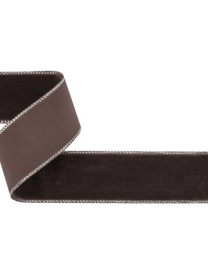 Chocolate Plum and Silver Metallic Lined Velvet Ribbon – 1″ Chocolate Plum and Silver Metallic Lined Velvet Ribbon – 1″