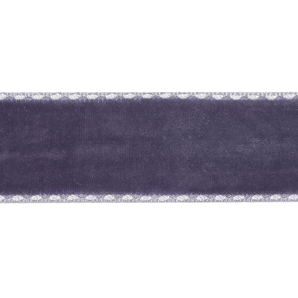 Faded Purple and White Side-Stitched Velvet Ribbon - 0.75"