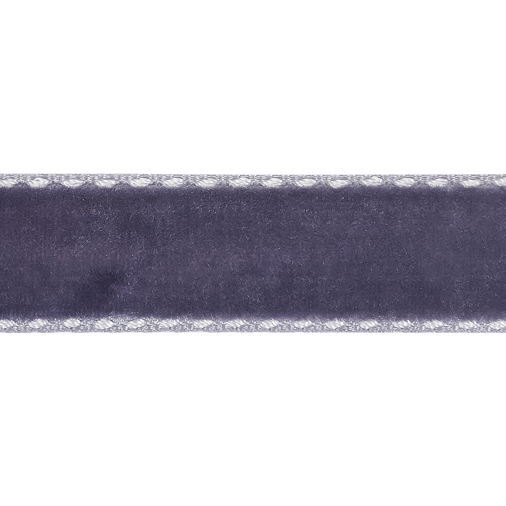 Faded Purple and White Side-Stitched Velvet Ribbon - 0.625"