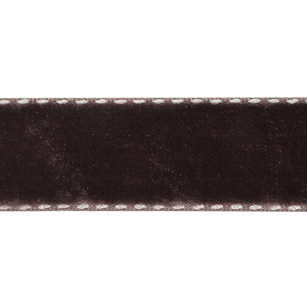 Faded Brown and White Side-Stitched Velvet Ribbon - 0.75"