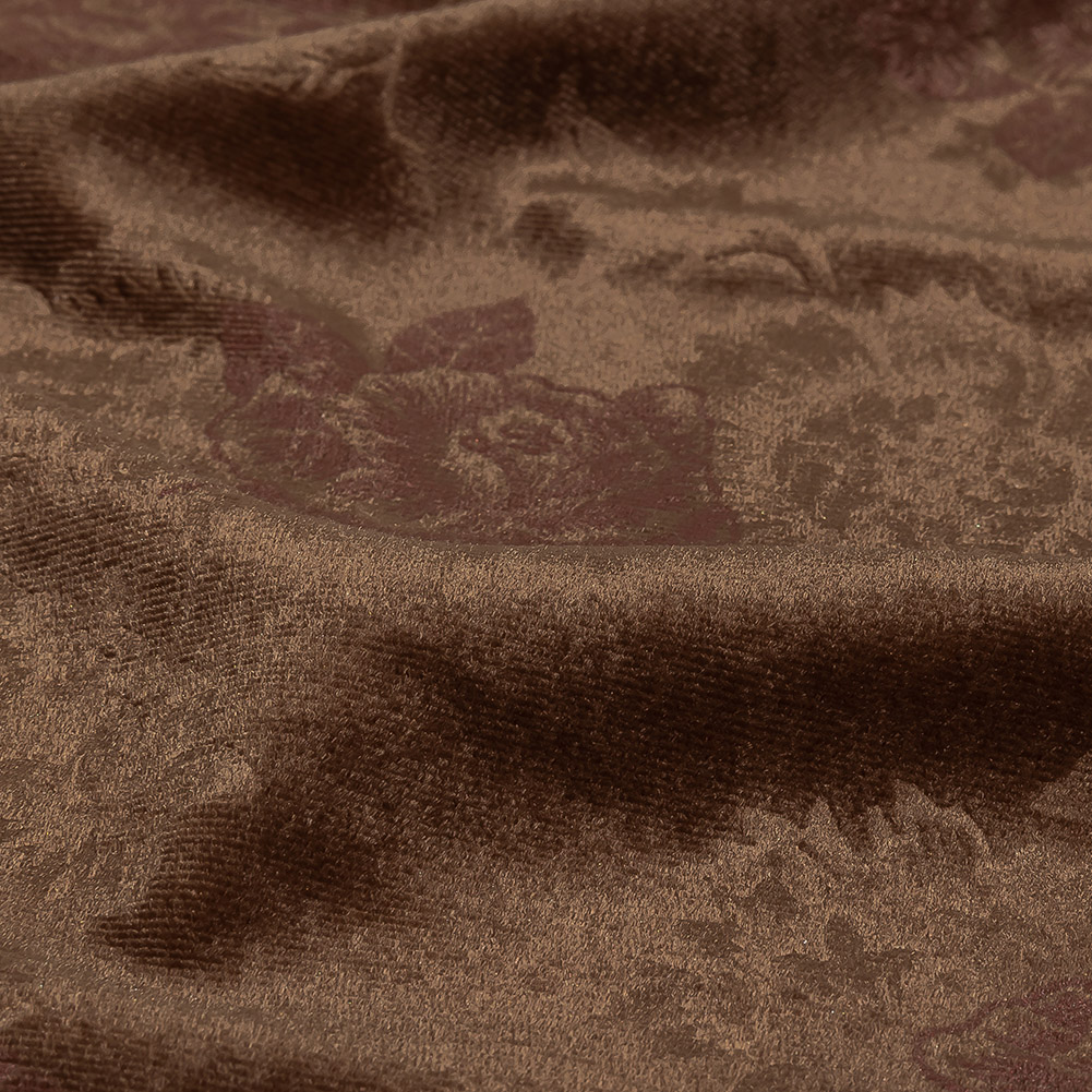 Floral Embossed Velour – Taupe and Metallic Rose Gold Floral Embossed Velour – Taupe and Metallic Rose Gold