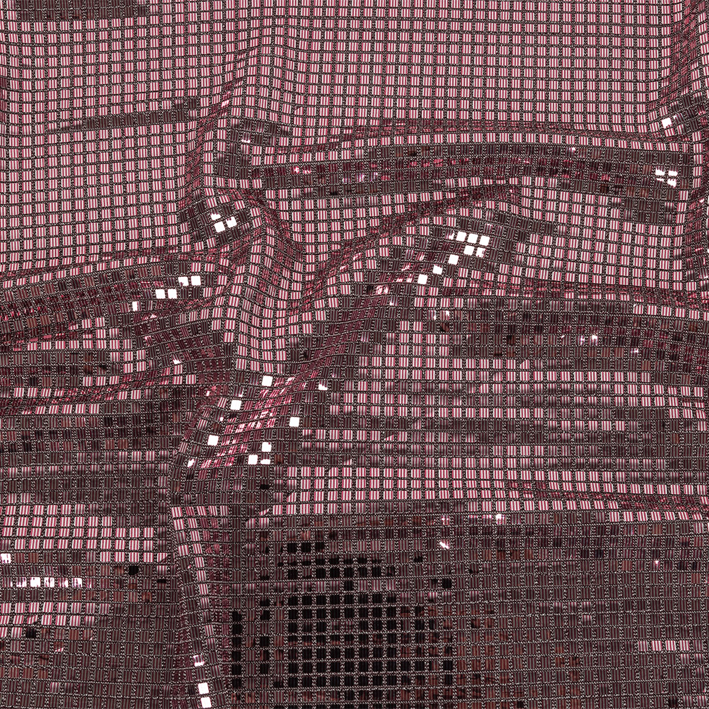 Stretch Knit with Square Metallic Sequins – Red Mahogany and Silver – Loud Lights Collection Stretch Knit with Square Metallic Sequins – Red Mahogany and Silver – Loud Lights Collection