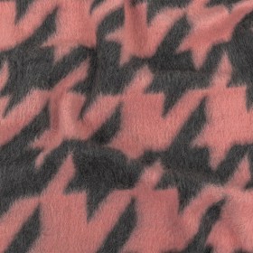 Pink and Charcoal Houndstooth Brushed Fuzzy Wool Knit Pink and Charcoal Houndstooth Brushed Fuzzy Wool Knit