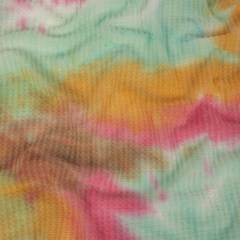 Yellow, Aqua and Pink Whisky Tie Dye Brushed Waffle Knit Yellow, Aqua and Pink Whisky Tie Dye Brushed Waffle Knit
