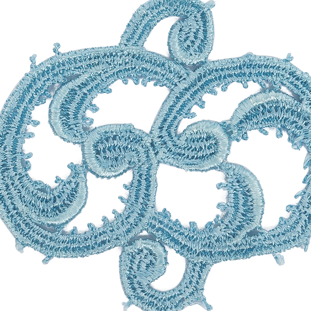 Winter Sky Blue Scroll Rayon Blend Applique - 3.125" x 2.125"