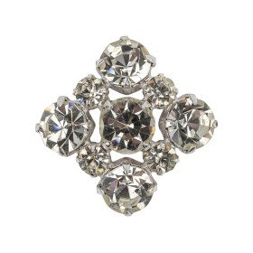 Vintage Swarovski Crystal Rhinestones and Silver Metal Square Shank Back Button – 44L/28mm Vintage Swarovski Crystal Rhinestones and Silver Metal Square Shank Back Button – 44L/28mm