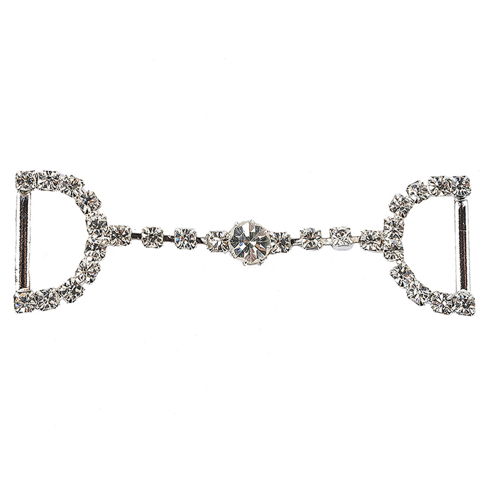 Vintage Swarovski Crystal Rhinestones and Silver Metal Dress Trim Ornament – 0.875″ x 2.625″ Vintage Swarovski Crystal Rhinestones and Silver Metal Dress Trim Ornament – 0.875″ x 2.625″