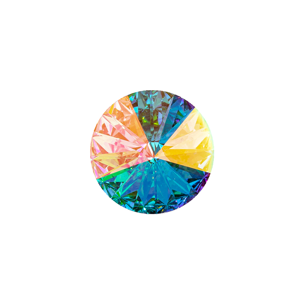 Vintage Swarovski Crystal AB and Silver Cone-Shaped Shank Back Button – 25L/16mm Vintage Swarovski Crystal AB and Silver Cone-Shaped Shank Back Button – 25L/16mm