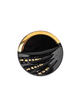 Vintage Black and Dark Gold Classical Shank Back Glass Button – 28L/18mm Vintage Black and Dark Gold Classical Shank Back Glass Button – 28L/18mm