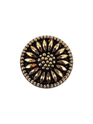 Vintage Gold and Black Floral Shank Back Glass Button – 28L/18mm Vintage Gold and Black Floral Shank Back Glass Button – 28L/18mm