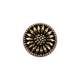 Vintage Gold and Black Floral Shank Back Glass Button – 28L/18mm Vintage Gold and Black Floral Shank Back Glass Button – 28L/18mm