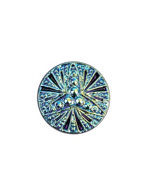 Vintage Blue Iris and Black Classical Shank Back Glass Button – 22L/14mm Vintage Blue Iris and Black Classical Shank Back Glass Button – 22L/14mm