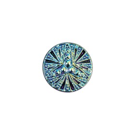 Vintage Blue Iris and Black Classical Shank Back Glass Button – 22L/14mm Vintage Blue Iris and Black Classical Shank Back Glass Button – 22L/14mm