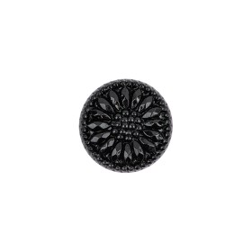 Vintage Black Floral Shank Back Glass Button – 22L/14mm Vintage Black Floral Shank Back Glass Button – 22L/14mm