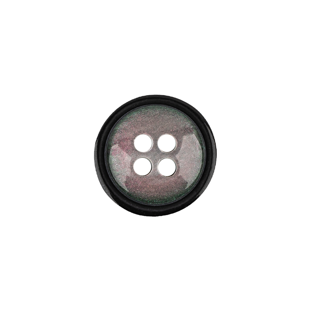 Italian Pink, Green and Smoke 4-Hole Domed Button – 24L/15mm Italian Pink, Green and Smoke 4-Hole Domed Button – 24L/15mm