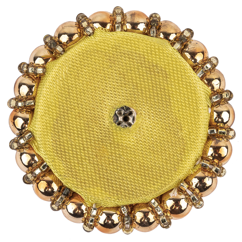 Vintage Gold and Rose Pearl Beaded Applique - 1.5" x 1.5"