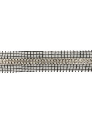 Vintage Two Row Crystal Rhinestones on Black Mesh Trimming – 1.375″ Vintage Two Row Crystal Rhinestones on Black Mesh Trimming – 1.375″