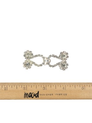 Vintage Crystal Rhinestones and Silver Metal Decorative Ornament – 1.375″ x 1″ Vintage Crystal Rhinestones and Silver Metal Decorative Ornament – 1.375″ x 1″