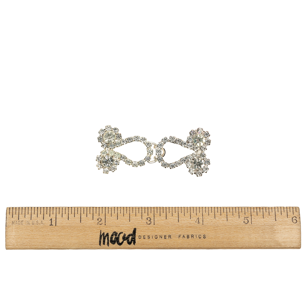 Vintage Crystal Rhinestones and Silver Metal Decorative Ornament – 1.375″ x 1″ Vintage Crystal Rhinestones and Silver Metal Decorative Ornament – 1.375″ x 1″