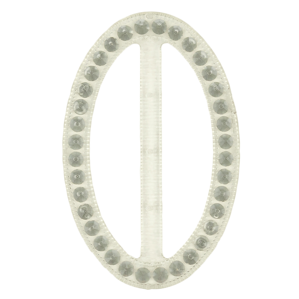 Vintage Crystal Rhinestones and Clear Oval Plastic Slider - 2.625" x 1.75"