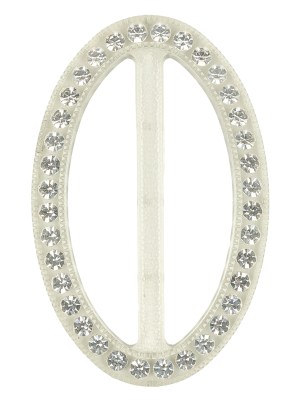 Vintage Crystal Rhinestones and Clear Oval Plastic Slider – 2.625″ x 1.75″ Vintage Crystal Rhinestones and Clear Oval Plastic Slider – 2.625″ x 1.75″