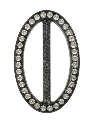 Vintage Crystal Rhinestones and Black Oval Plastic Slider – 2.625″ x 1.75″ Vintage Crystal Rhinestones and Black Oval Plastic Slider – 2.625″ x 1.75″